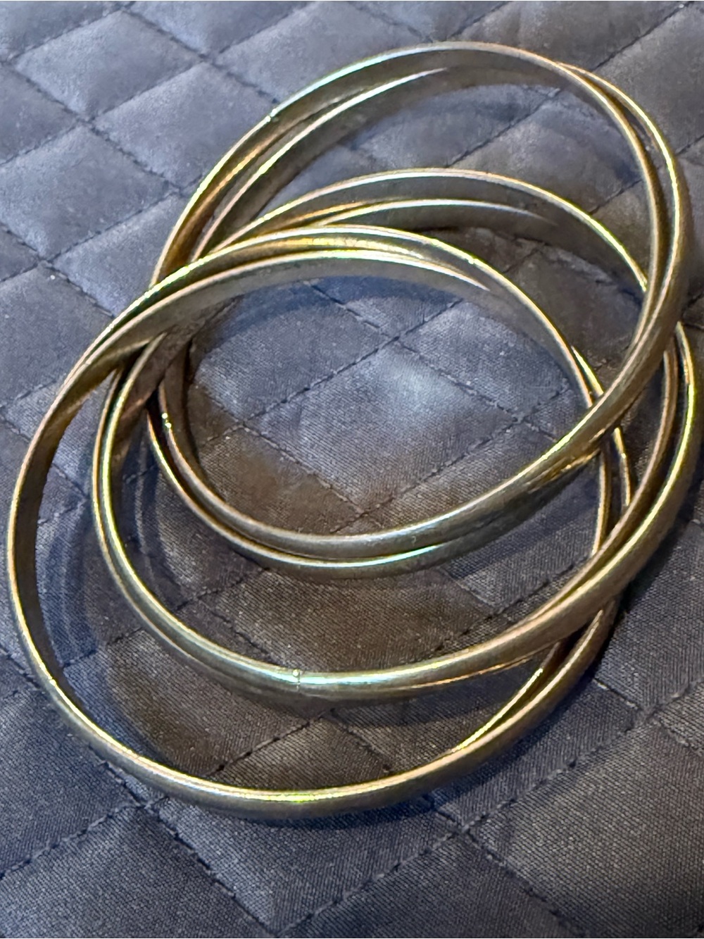 Stacked Metal Bangle Bracelet Set in Antique Gold color